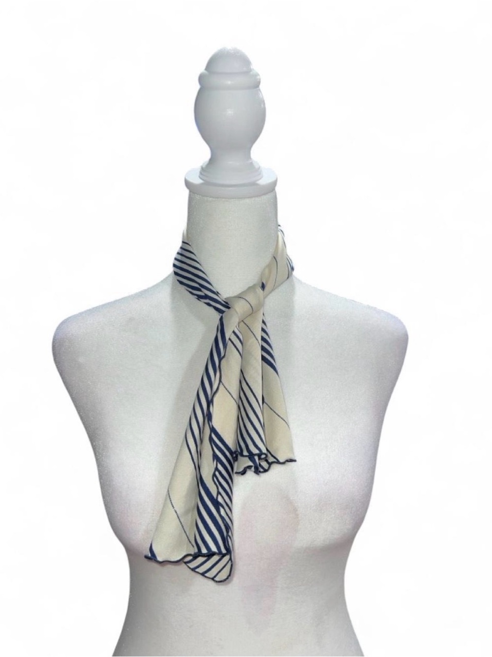 Striped Cream and Navy Scarf